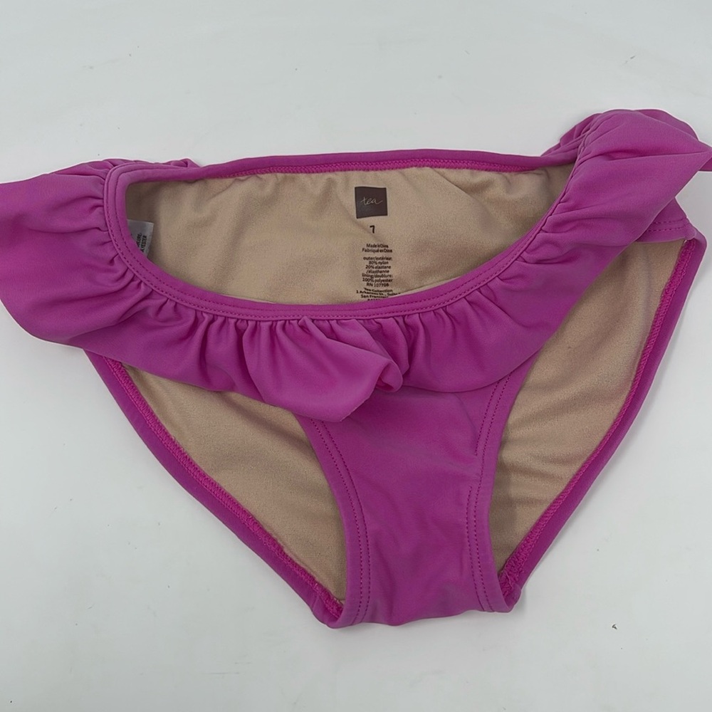 TEA COLLECTION: Bikini Swim Bottom, Ruffled. Snapdragon Pink, Size 7